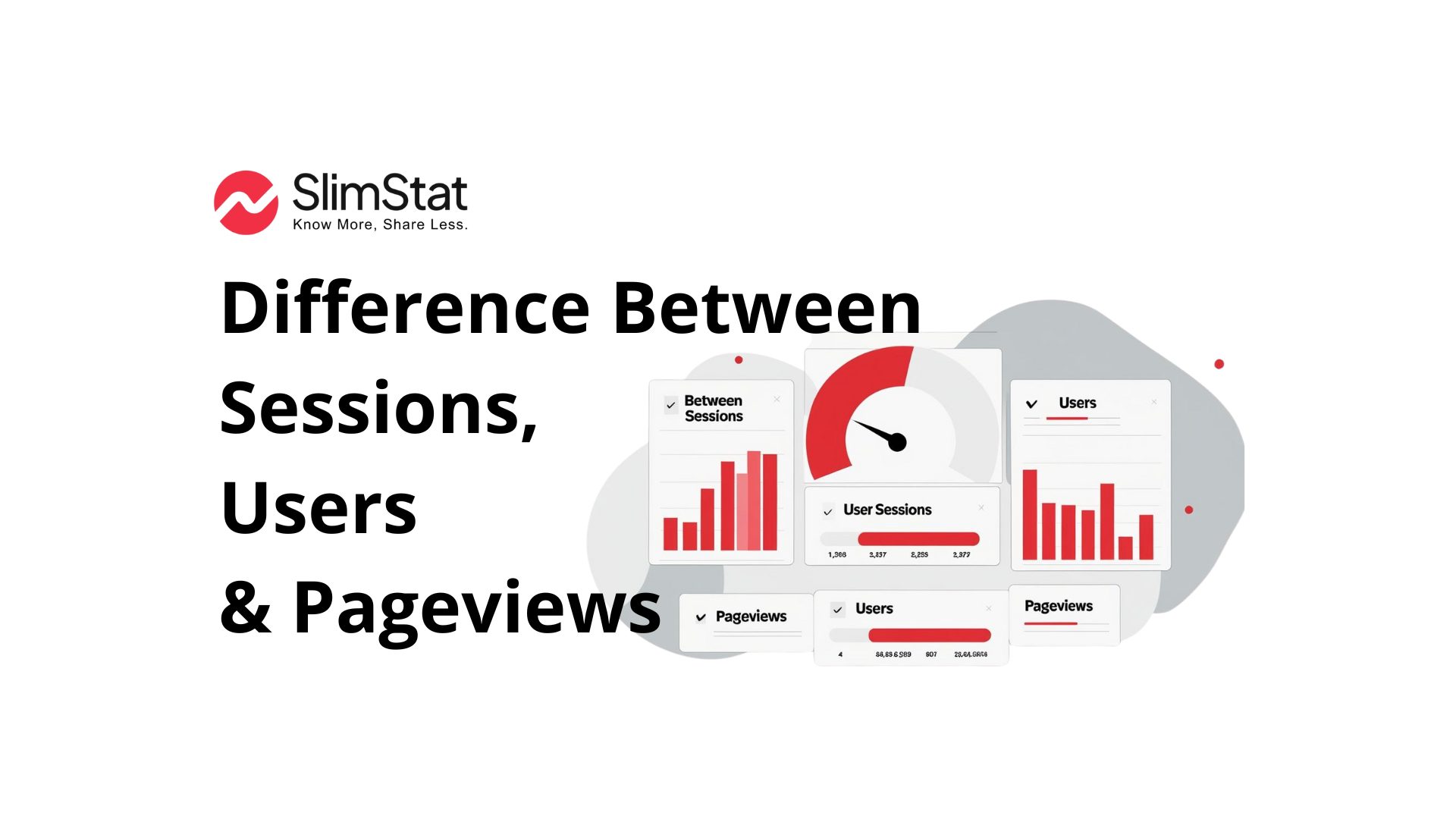 Vector graphic comparing sessions, users, and pageviews in web analytics with charts and icons.