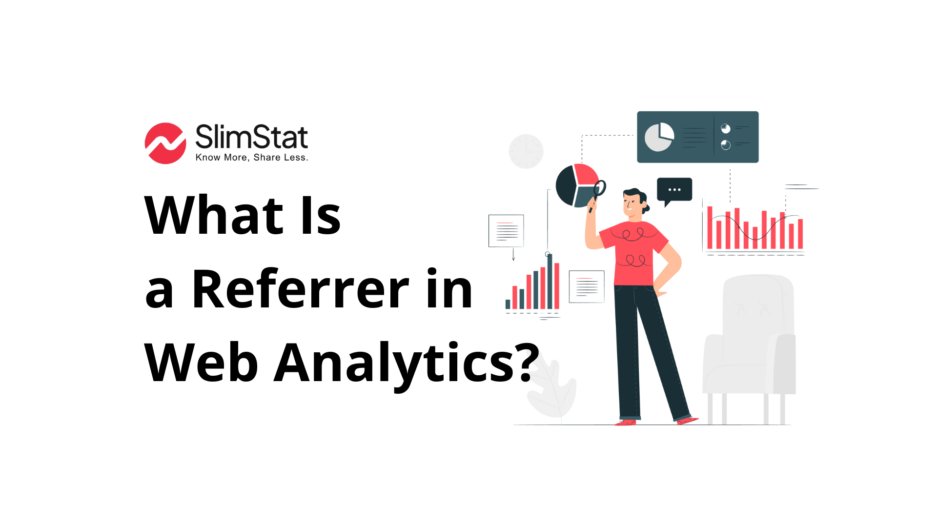 Vector illustration of referrer web analytics, showing arrows from external websites to a browser window.
